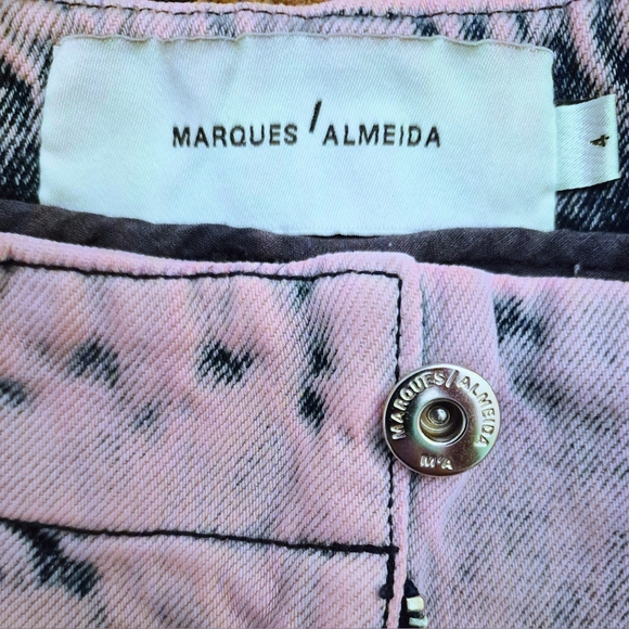 Marques Almeida Acid Wash Cropped Highwaisted Jeans Small Pink/Purple - Picture 6 of 10